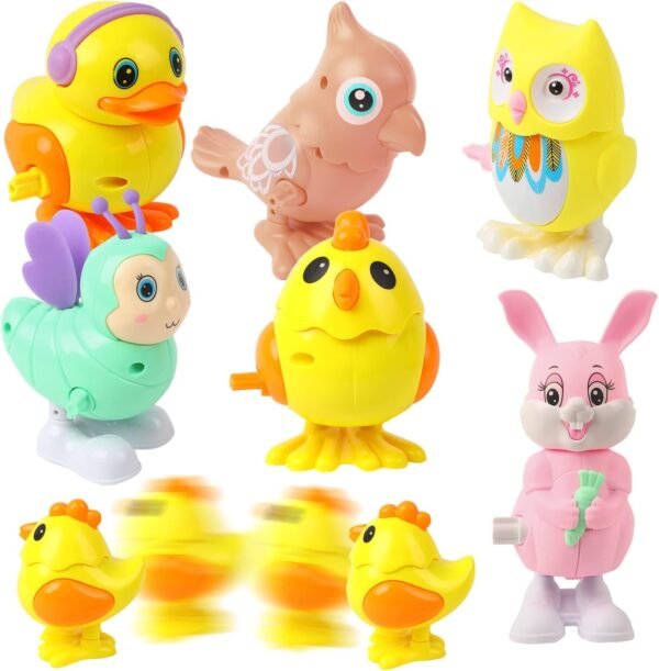Toyshine Pack Of 3 Press And Go/Wind Up Key Operated Animal Shape Moving Educational Sensory Gliding Toys For Toddlers 1-3Yrs, Model A, Multicolor