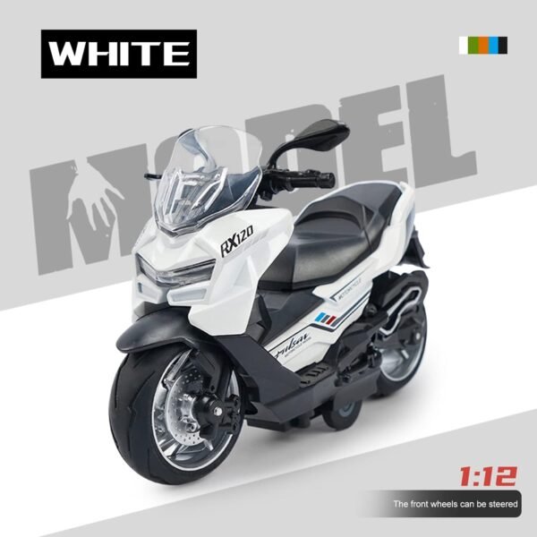 Police Motorcycle Toy - Pull Back Motorcycle Toys, Tiny Gift with Music Lighting, Latte Motorcycles Toy for Kids Boys Age 3-8 Year Old [New] (PALSAR RX120-WHITE) - Image 4