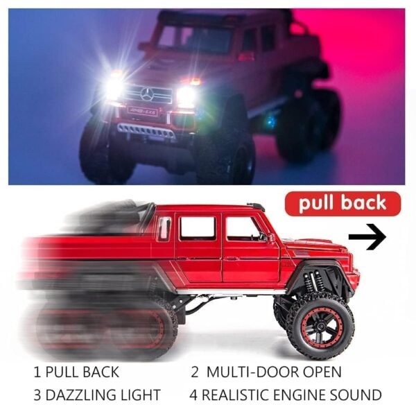 1:22 Big Marcedes AMG G63 6X6 Toy Car Metal Pull Back Diecast Car with Openable Door and Sound Light, Gifts Toys for Kids? White-Color ? - Image 6