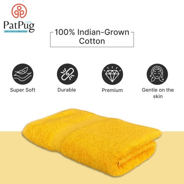100% Indian Ultra Soft Cotton 500 GSM Highly Absorbent, Fade Resistant, Quick Drying Large Bath Towel (Sunrise Yellow) - Image 6