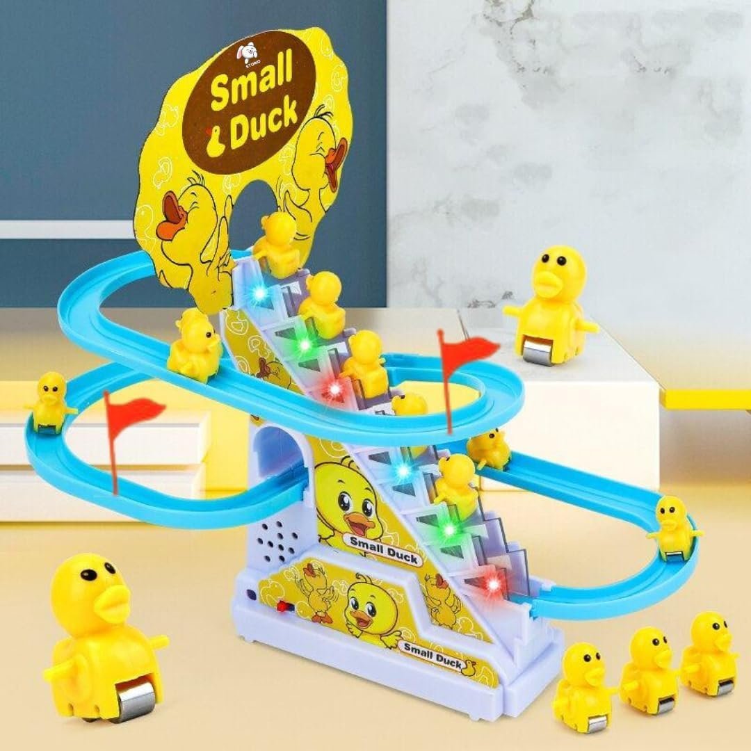 Interactive Baby and Kids Toy Automatic Climbing Duck Slide Animal Figure Set with Flashing LED Lights, Cheerful Music and Smooth Tracks for Toddlers and Children Aged 1+ ( 3 Duck Included ) - Image 3