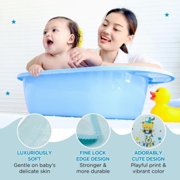 Mee Mee Micro Fiber Baby Bath Towel for New Born | Wash Cloth, Quick Absorbent, Extra Soft Cotton Towels for Kids/Toddlers/Infants/Babies, Pack of 1(Blue) 70X110 CM - Image 5