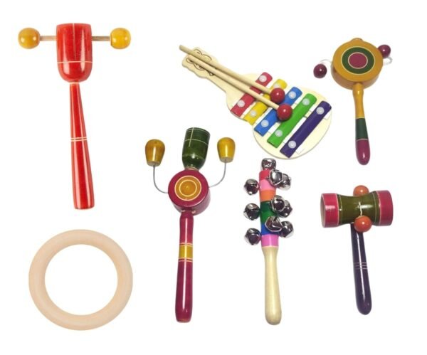 Wooden Toys Baby Rattles For 6 To 12 Months|Gift For New Born Baby Toys Girl Boy Infants 0 To 6 Months-Set Of 7 Pcs-Non Toxic Multi Colors-Develops Sensory Skills N2 - Image 2