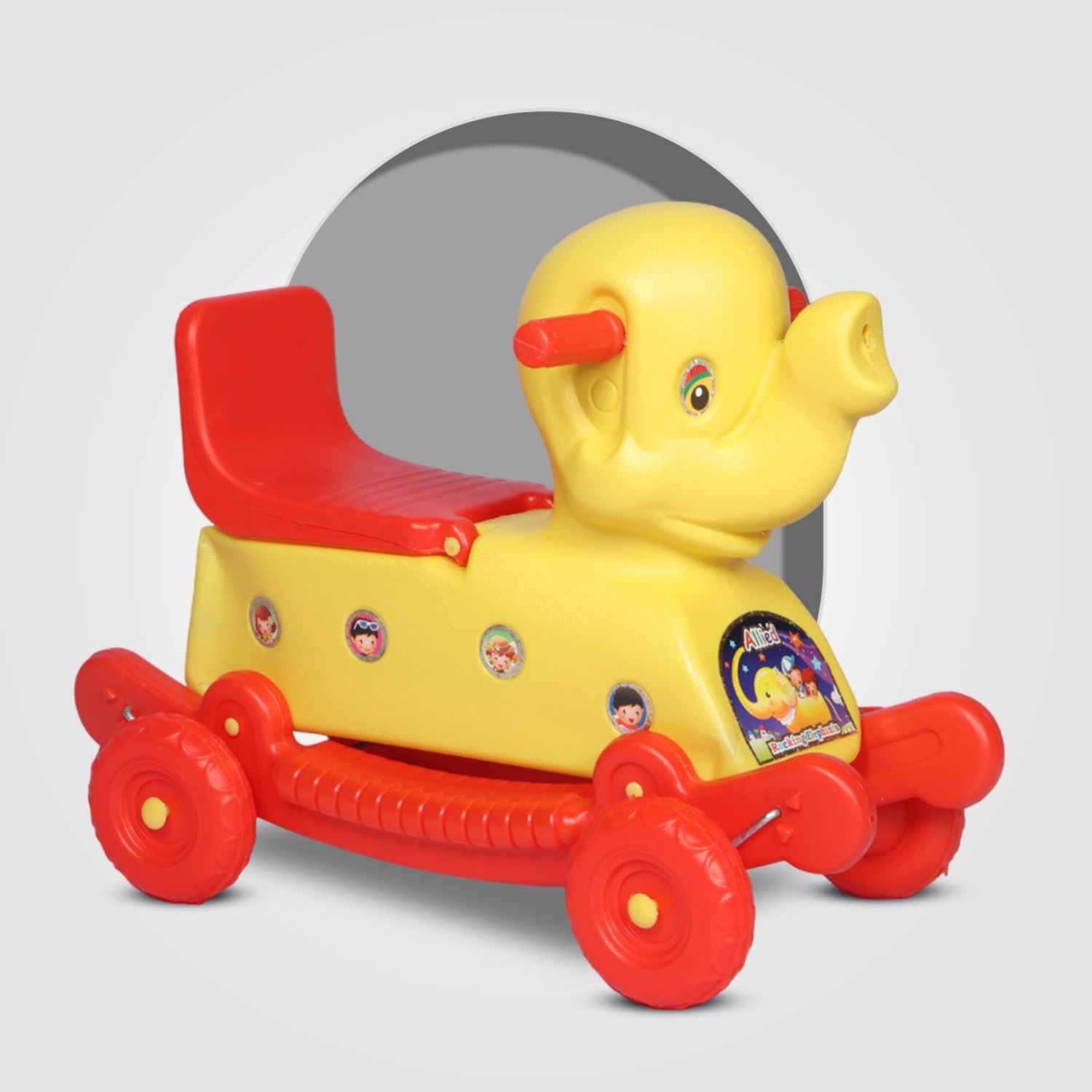 Elephant Rider for Kids 1-3 Years Old 2-in-1 Rocker/Ride-Ons & Wagons Non Battery Operated Rideon (Red & Yellow)