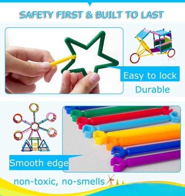 200+ Piece Unbreakable Building Blocks for Kids,Smart Stick Toys Block Game for 3-8 Years Old Kids Boys & Girls,Random Color (Smart Stick Kids Building Block Toys) - Image 2