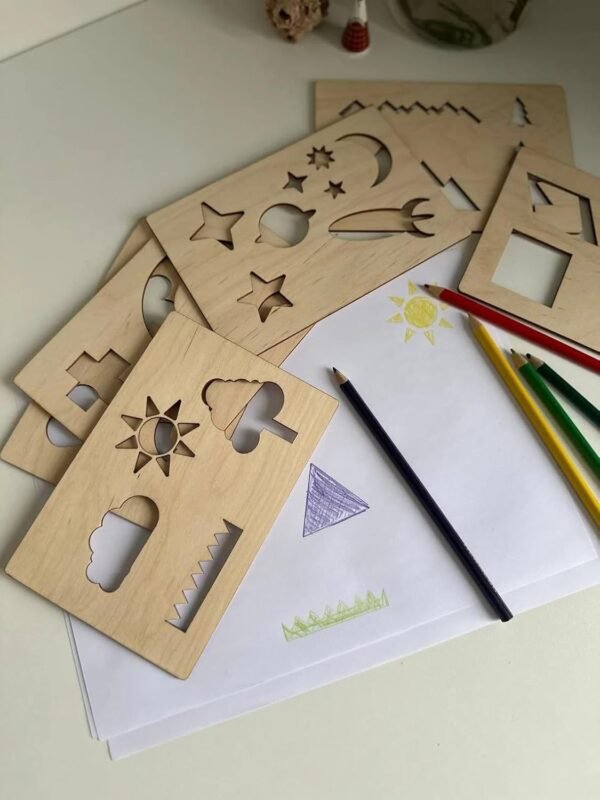 Stencils Set for Kids |Wooden Stencils for Kids| Educational Learning Toys How to Draw for Kids| Montessori Stencils Set |Wooden Educational Toys for Kids 3 Years or 2 or 4 Years Old - Image 2