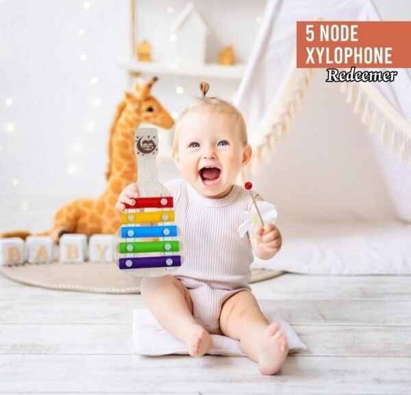 Redeemer Wooden Guitar Xylophone, 5 Notes, Musical Piano Toy for Toddlers 1-6 Years