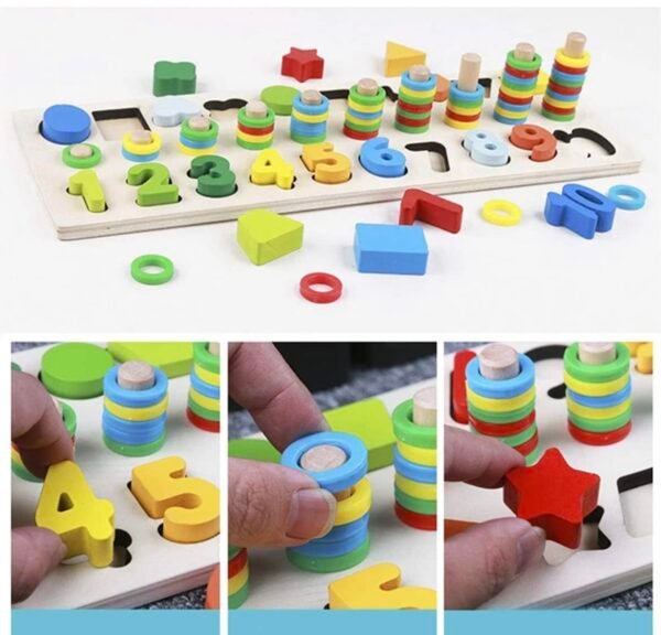 Wooden Number and Shape Puzzle Sorting Montessori Toys for Toddlers, Learning & Educational Toys for Number Counting, Game for Age 3-5 Year olds Kids - Image 4