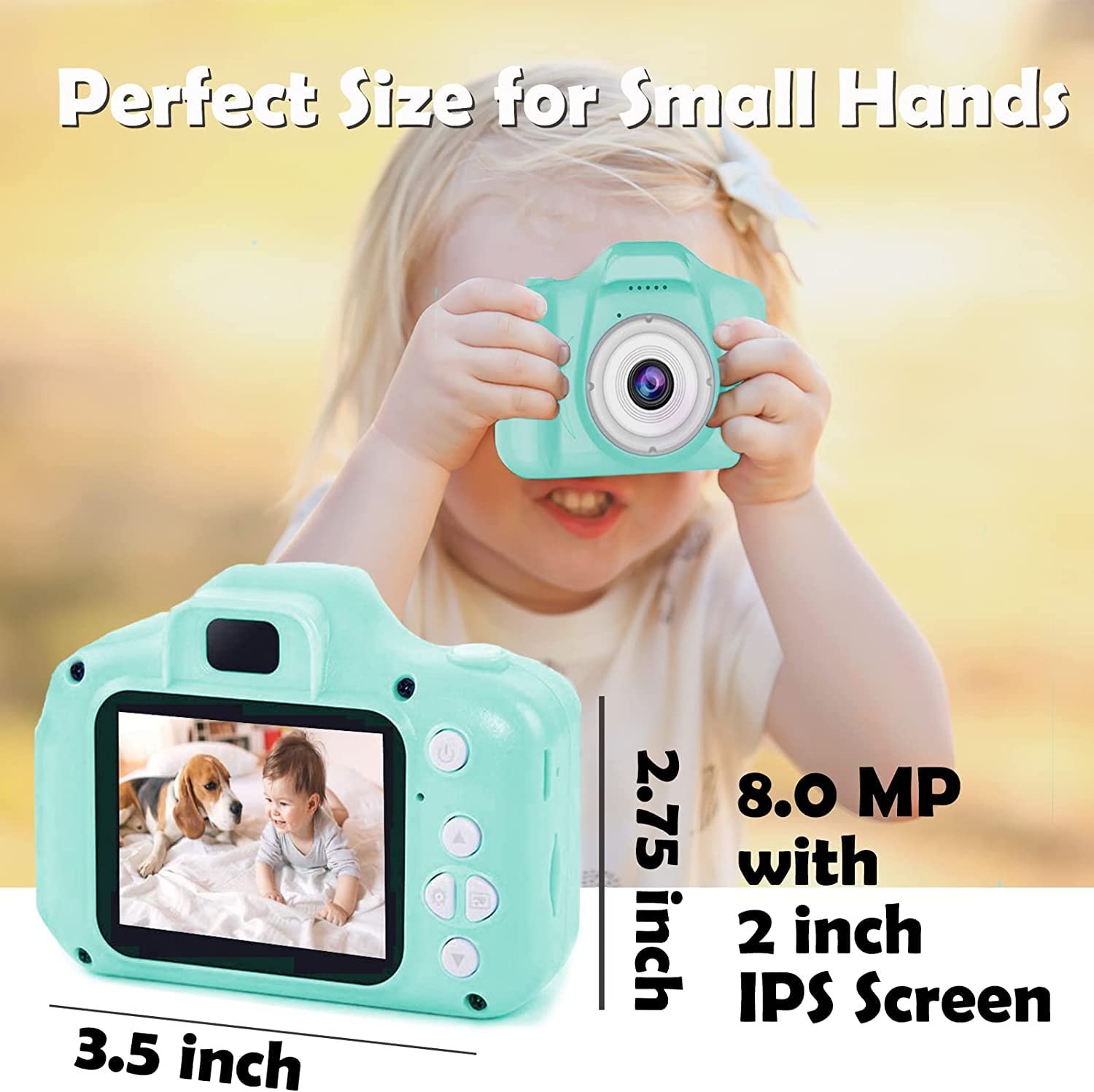 CADDLE & TOES Kids Camera, Christmas Birthday Festival Gifts for Girls or Boys Aged 3-12 Years Old, Kids Digital Camera for Kids with Video, HD Digital Camera Toys for Kids (Camy Green) - Image 4