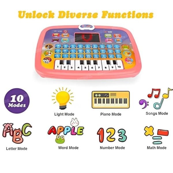VikriDA Educational Learning Kids Laptop Tablet Computer Plus Piano with led Screen Music Fun Toy Activities for Kids Toddlers to Learn Alphabet ABC/Numbers/Words (Age 1-6 Year Old) - Image 6