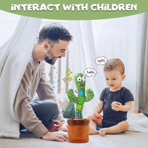 Wembley Toys Dancing Cactus Talking Plush for Baby Children - Speaking Interactive Electronic Toy for Kids 1 2 3+ Year Old Boy Girl - Voice Recording Repeats Funny Gift - Green - Image 6