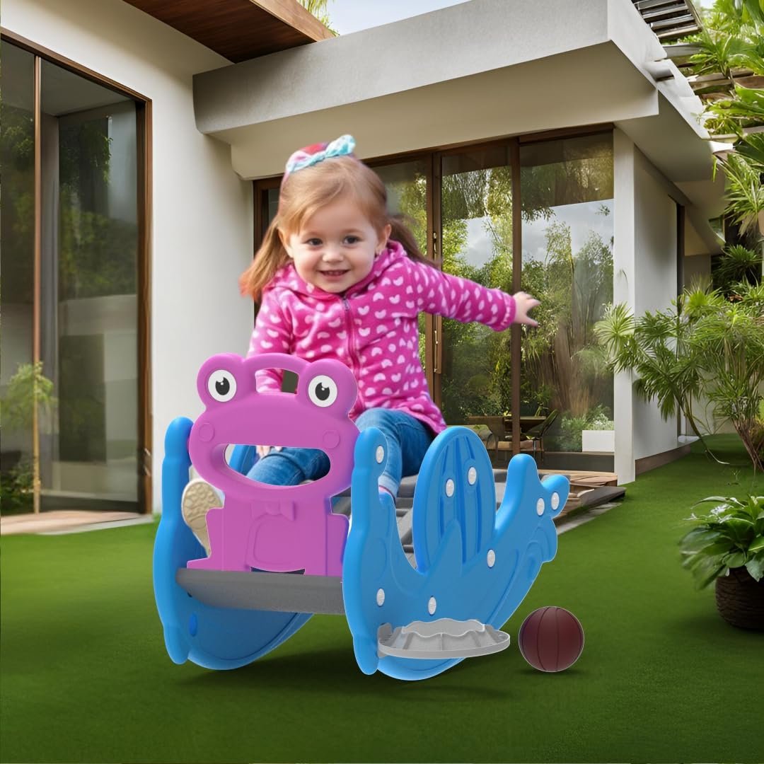 OK Play 3 in 1 Rocker, Slide & Basketball for Kids | Foldable | Indoor Outdoor Games | Safe & Fun Activity Multipurpose Toy | Perfect for Home, School & Playground | Safe & Fun Activity Toy | 2Years+ - Image 2