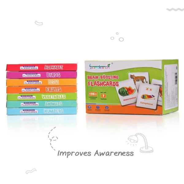 Premium 7-in-1 Brain Boosting Non-Tearable Flash Cards for Kids | 196 Laminated Cards | 1+ Years | Early Learning Montessori Education Toy for Toddlers | Waterproof | Return Gift - Image 5