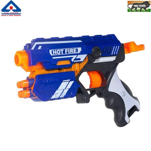 WISHKEY Plastic Blaze Storm Manual Soft Suction Bullet Gun Toy with 20 Safe Soft Foam Bullets, Fun Target Shooting Battle Fight Game for Kids (Pack of 1, Multicolor) - Image 2