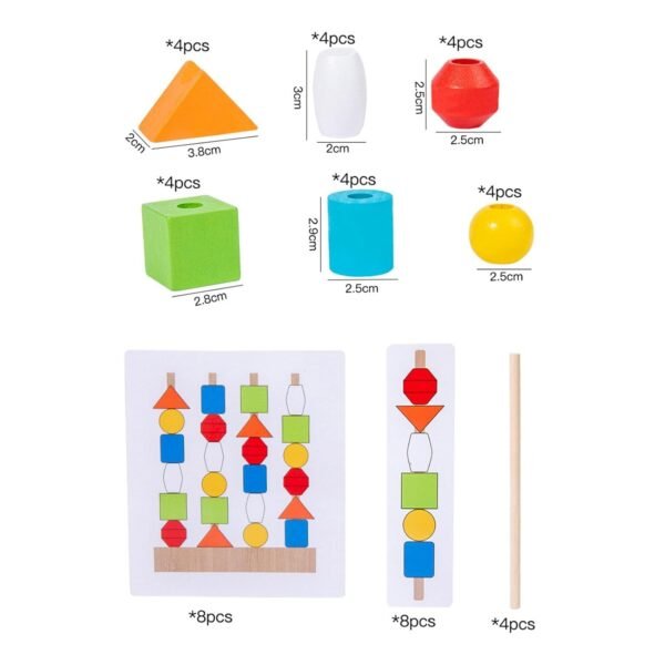 bnf® Montessori Wooden Beads Sequencing Toy Set Lacing Beads for 1 2 3 4 5 6 Kids - Image 4