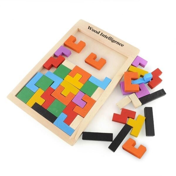 Tetris Puzzle for Kids,Wooden Russian Blocks, Wood Intelligence Puzzle, Brain Teasers Games, Tangram Jigsaw Intelligence Puzzle Educational Gift for Kids,Building Blocks 40pcs, Ages 3-8 Years. - Image 4