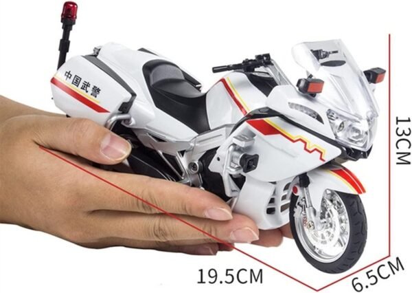 Police Motorcycle Toy - Pull Back Motorcycle Toys, Tiny Gift with Music Lighting, Latte Motorcycles Toy for Kids Boys Age 3-8 Year Old [New] (1:12 National Guard 650G Escort-White) - Image 3