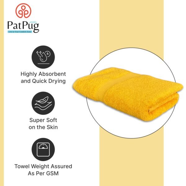 100% Indian Ultra Soft Cotton 500 GSM Highly Absorbent, Fade Resistant, Quick Drying Large Bath Towel (Sunrise Yellow) - Image 4