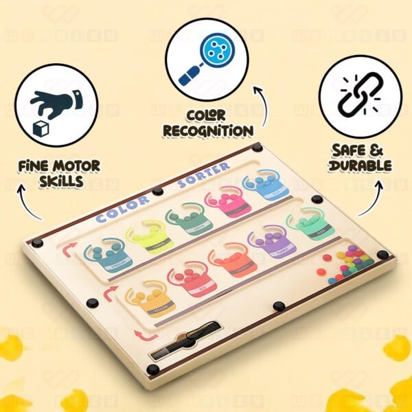Magnetic Colour Sorting Montessori Toys for 2+ Year Old Boys Girls Hand-Eye Coordination Wooden Puzzle Brain Game Learning Educational Toddler Activity Busy Board Kids Toys for 2-5 Years Birthday Gift - Image 6