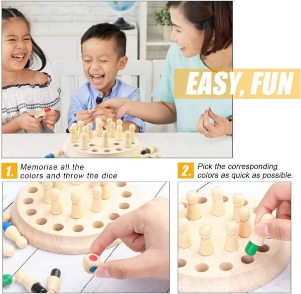 SUPER TOY Wooden Memory Chess Color Matching Game Multi Player Family Board Games for Kids and Adults, Learning Educational Toy for Toddler 3 4 5 6 7 8+ Year Old, Birthday Gift for Boy Girl - Image 4