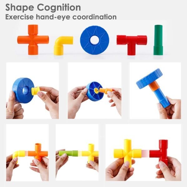 Unbreakable Pipe Puzzle Shape Building Block Set for 3-8 Years Old Kids Boys & Girls,75+ Piece (Random Color Pipe Puzzle Shape Building Block Toys) - Image 5