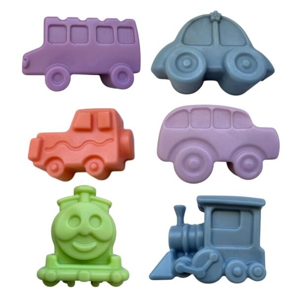 Peakaku Vehicle Soap for Kids Combo - Pack of 6 | Car, Truck, and Train Shaped Soaps | 100% Natural Shea Butter Soap | Gentle, Fun & Moisturizing Bath Soaps | Gift for Kids, 50g Each - Image 4