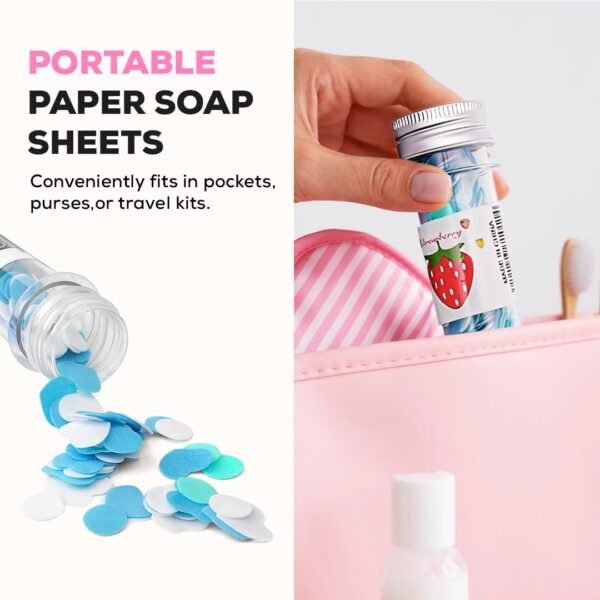 Disposable Paper Soap Tube, Mixed Fragrance Paper Soap Sheets, Flower Design, Compact and Portable, Gentle on All Skin Types, Dissolves Easily, Hygienic and Travel-Friendly - Image 3