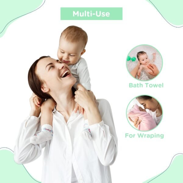 Mee Mee Micro Fiber Baby Bath Towel for New Born | Wash Cloth, Quick Absorbent, Extra Soft Cotton Towels for Kids/Toddlers/Infants/Babies, Pack of 1, Green 70X110 CM - Image 6