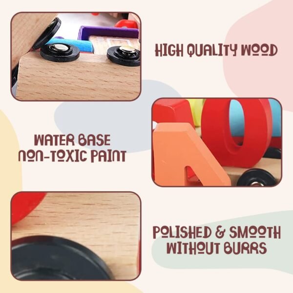 Wembley Wooden Puzzle Train Toys for Kids Set for 2 Years Old Non Toxic BIS Approved Proudly Made in India Number for Kids Learning Educational Toys - Image 4