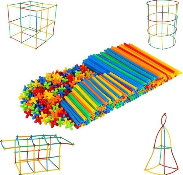 Colorful Pipe Straw Stick Building Block Game Toy Set for for 3-8 Years Old Kids Boys & Girls,Multi Color,200 Piece (Building Block) - Image 3