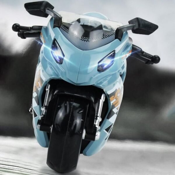 Police Motorcycle Toy - Pull Back Motorcycle Toys, Tiny Gift with Music Lighting, Latte Motorcycles Toy for Kids Boys Age 3-8 Year Old [Multicolor] (Sport Bike-Green) - Image 2