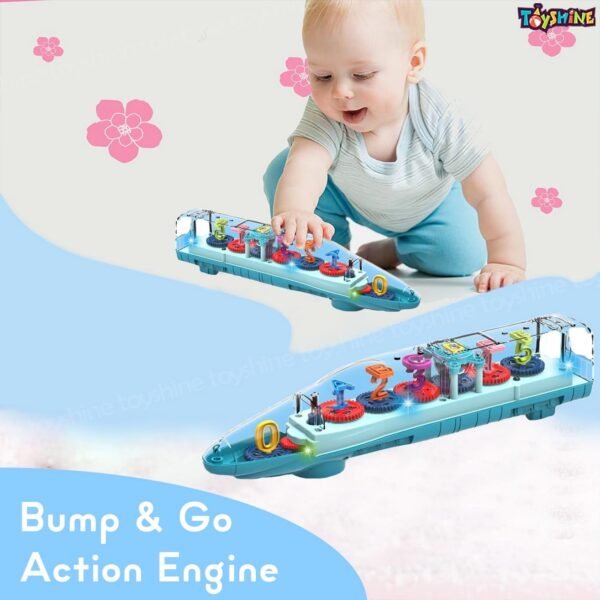 Toyshine Big Transparent Bump and Go Train with 3D Lightning, Moving Gears and Music | Birthday Toy Gift for 2-5 Year Old Boy, Girl, Baby - Numbers - Image 6