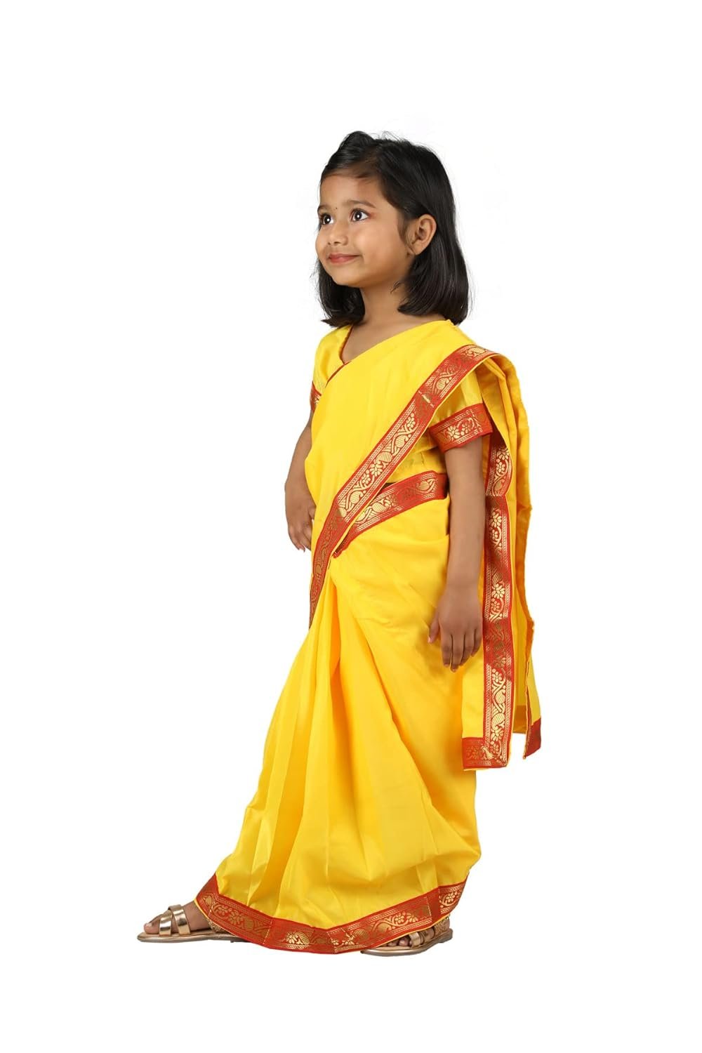 BookMyCostume Devaki Yellow Saari Janmashtami Girls Fancy Dress Costume 6-7 years - Image 4