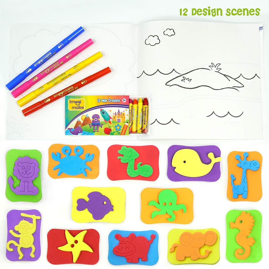 Imagimake Stamp Art - Animal Kingdom - DIY Kids Colouring Book Set - for Boys and Girls 3 Years+, Multicolor - Image 3