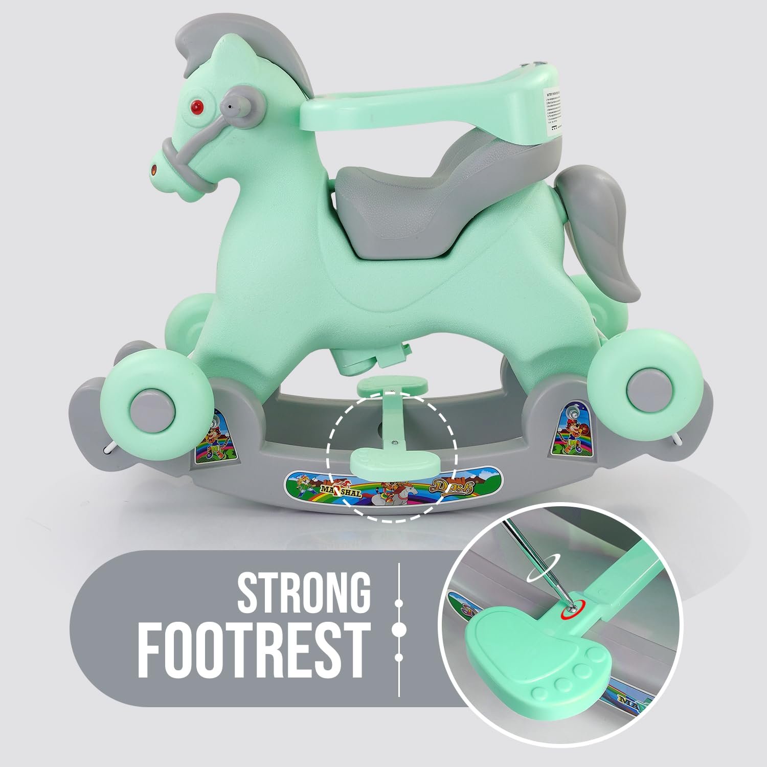 Dash Marshal 2 in 1 Ride on Horse for Kids, Horse Rider for Kids 1+ Years, Rocker cums Ride on Toy with Attractive Music for Kids (Capacity 20kg | Green) - Image 4