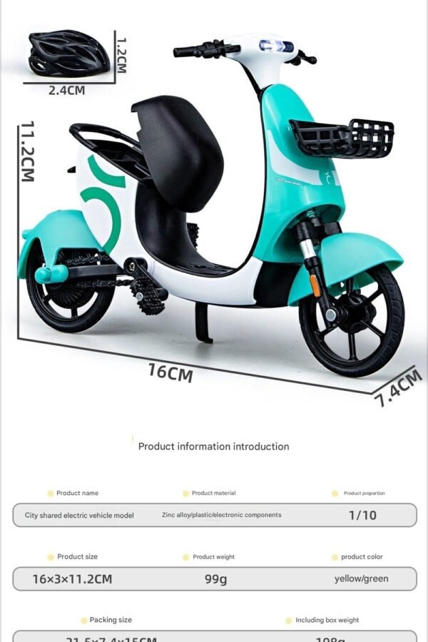 Police Motorcycle Toy - Pull Back Motorcycle Toys, Tiny Gift with Music Lighting, Latte Motorcycles Toy for Kids Boys Age 3-8 Year Old [New] (1/10 Urban Sharing Electric Bicycle-Green) - Image 2