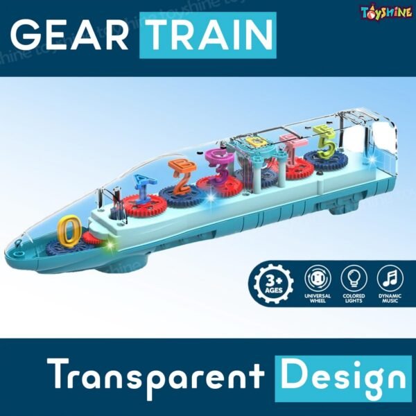 Toyshine Big Transparent Bump and Go Train with 3D Lightning, Moving Gears and Music | Birthday Toy Gift for 2-5 Year Old Boy, Girl, Baby - Numbers - Image 3