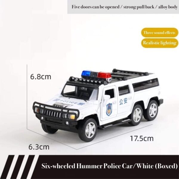 1:32 Hummer Police Toy Car Metal Pull Back Diecast Car with Openable Door and Sound Light, Gifts Toys for Kids? Black ? - Image 2