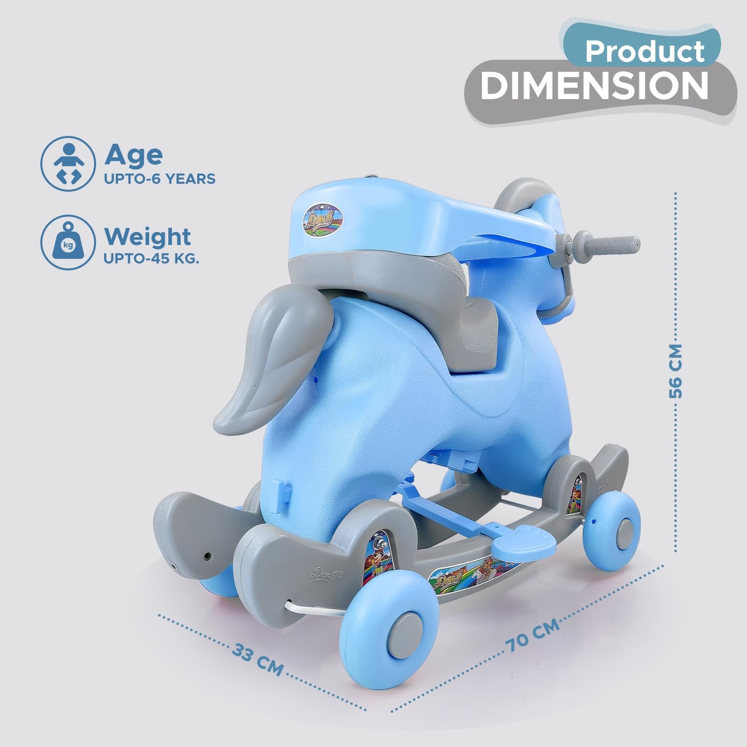 Dash Marshal 2 in 1 Ride on Horse for Kids, Horse Rider for Kids 1+ Years, Rocker cums Ride on Toy with Attractive Music for Kids (Capacity 20kg | Blue) - Image 2