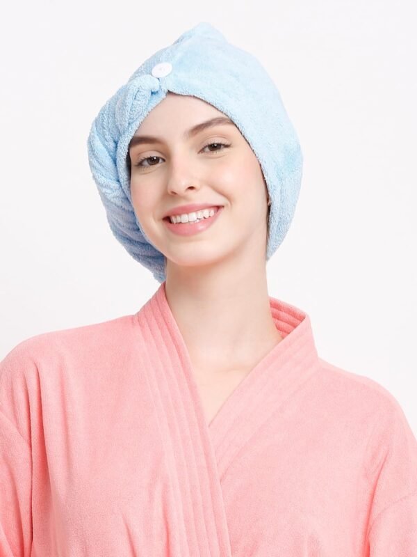 Cortina Microfiber Hair Towel Cap, Soft Absorbent Quick Drying Cap for Curly Thick Hair, Wrap Cap for Women Girls-Pack of 2, Blue-Pink - Image 2