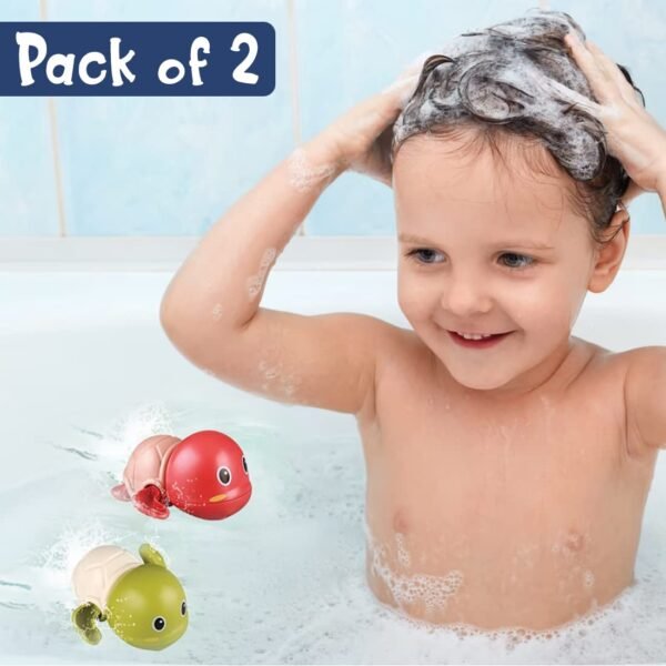 Wembley Swimming Turtle Bath Toys for Toddlers Kids Cute Floating Wind Up Water Toys for Babies 1 2 3 4 5 Years Boy Girl New Born Baby Bathtub Pool Toys Gift for Baby, Pack - 2 - Image 2