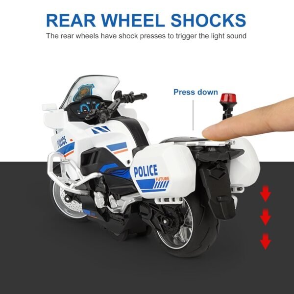Police Motorcycle Toy - Pull Back Motorcycle Toys, Tiny Gift with Music Lighting, Latte Motorcycles Toy for Kids Boys Age 3-8 Year Old [Multicolor] (Police Bike-White) - Image 6