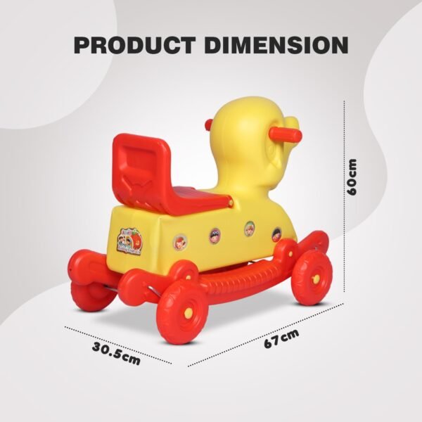 Elephant Rider for Kids 1-3 Years Old 2-in-1 Rocker/Ride-Ons & Wagons Non Battery Operated Rideon (Red & Yellow) - Image 2