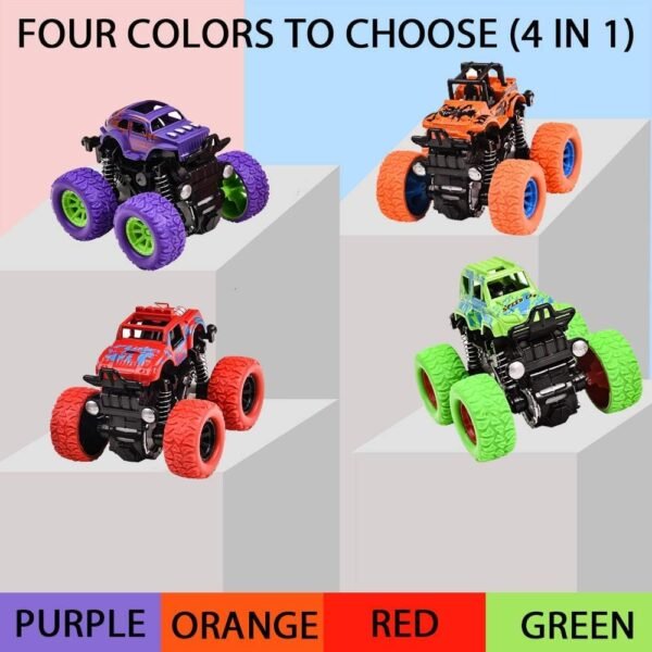 Graphene Monster Trucks (Pack of 4), Friction Powered Monster Car Toys for Boys 3-7 Years Old, Durable High-Density Alloy and Non-Toxic Plastic, Non-Slip Tires for Educational Play(Pack of 4) - Image 6