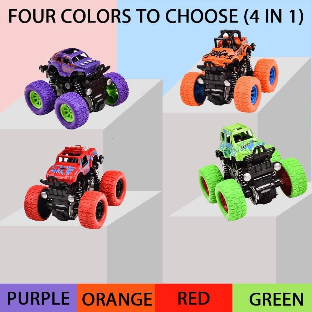 Graphene Monster Trucks (Pack of 4), Friction Powered Monster Car Toys for Boys 3-7 Years Old, Durable High-Density Alloy and Non-Toxic Plastic, Non-Slip Tires for Educational Play(Pack of 4) - Image 6