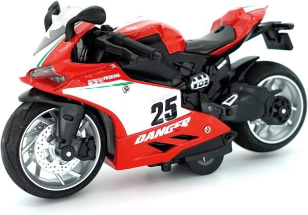 Police Motorcycle Toy - Pull Back Motorcycle Toys, Tiny Gift with Music Lighting, Latte Motorcycles Toy for Kids Boys Age 3-8 Year Old [New] (R1-RED)