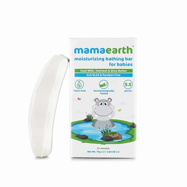 Mamaearth Moisturizing Baby Bathing Soap Bar, pH 5.5, with Goat Milk & Oatmeal. Pack of 2, 75gms each - Image 4