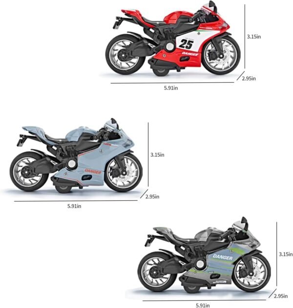 Police Motorcycle Toy - Pull Back Motorcycle Toys, Tiny Gift with Music Lighting, Latte Motorcycles Toy for Kids Boys Age 3-8 Year Old [New] (R1-Silver) - Image 2