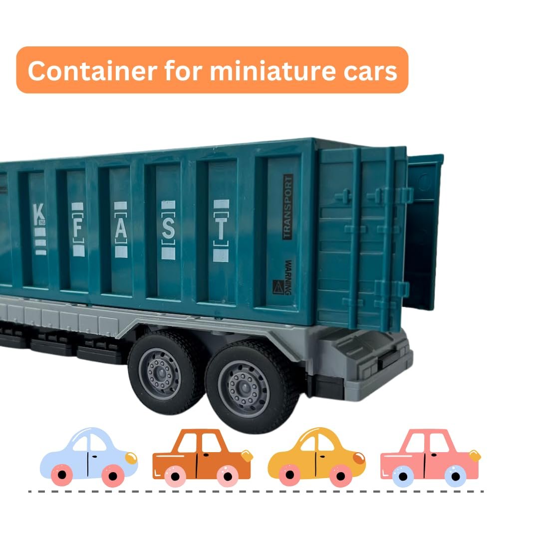 Diecast Transportation Truck Toy | Pack of 1 | Sturdy Alloy Truck with a Friction-Powered Mini Vehicle | Comes in a Random Color | Perfect for Kids who Love Adventure - Image 5