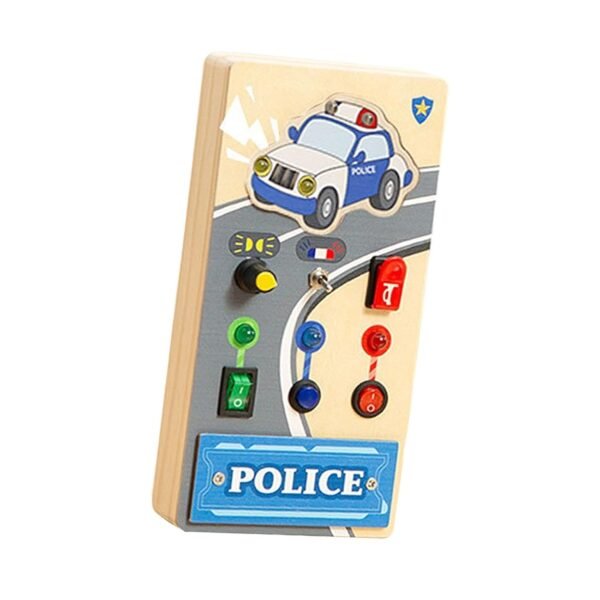 Toy Montessori Wooden Busy Board Sensory Toy for Boys Girls Toddlers 1+ Year Old Police - Image 5